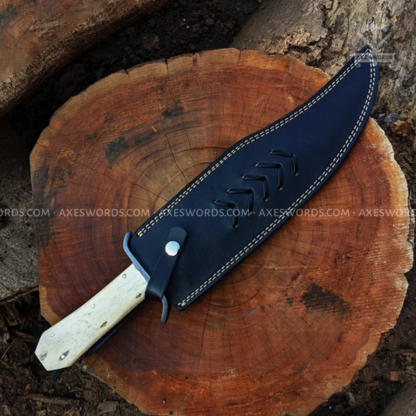 Handmade 5160 Spring Steel Juan Padillo Replica Aged Bowie Knife with Stabilized Bone Handle