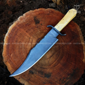 Handmade 5160 Spring Steel Juan Padillo Replica Aged Bowie Knife with Stabilized Bone Handle