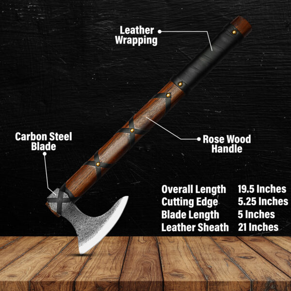 Hand-Forged Carbon Steel Viking Axe – Customizable Artisan Tool - Image 3