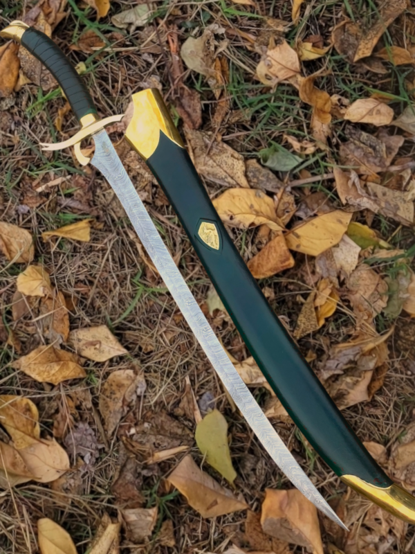 Collectible Heron Marked Damascus Steel Sword